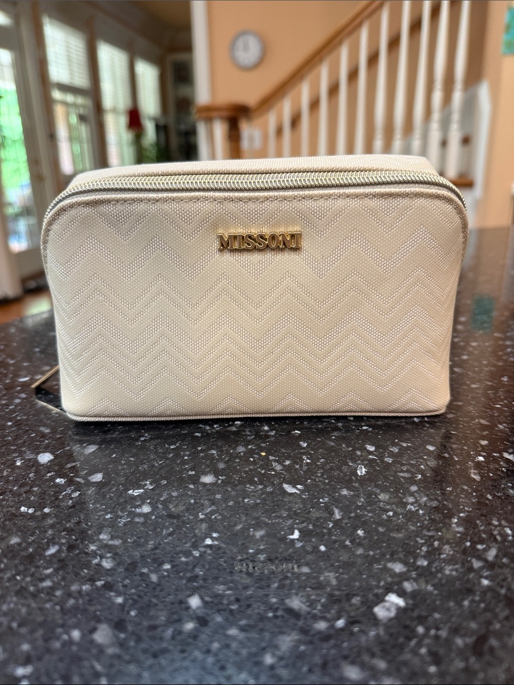 Missoni Vanilla Crème Quilted Chevron Cosmetic Case
